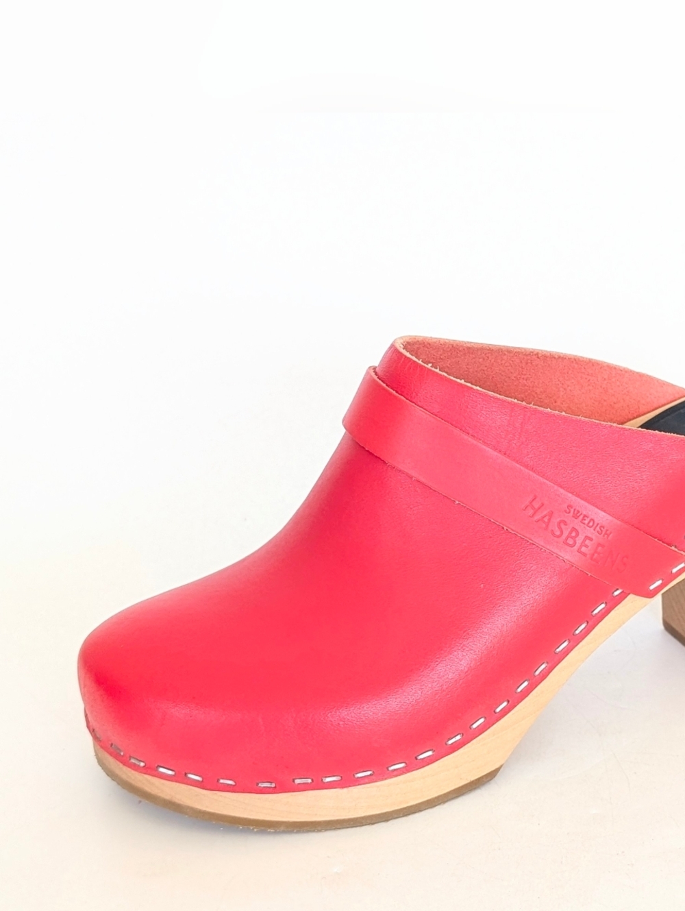 Swedish Hasbeens Red Slip In Classic Clog - Picture 3 of 9